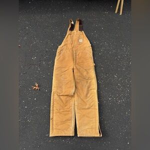Vintage Carhartt Bib Canvas Overalls Double Knee Mens 34x32 R03 BRN